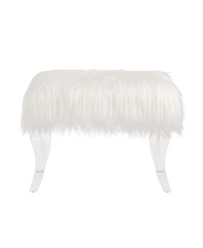 Glitzhome 24.02" L Faux Fur Upholstered Bench With Acrylic Legs In White