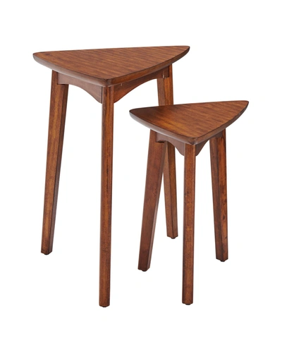 Alaterre Furniture Monterey Mid-century Wood Triangular Nesting End Tables Set