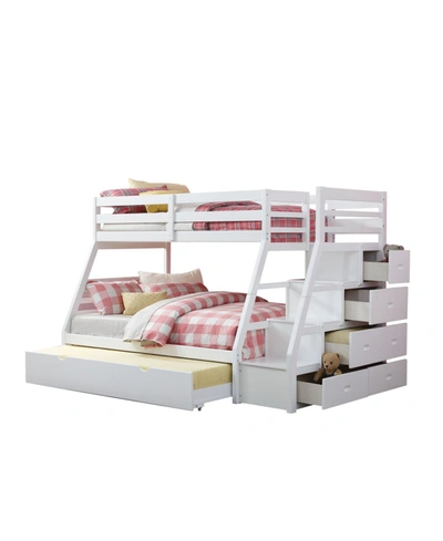 Acme Furniture Jason Twin Over Full Bunk Bed With Storage, Ladder & Trundle In White