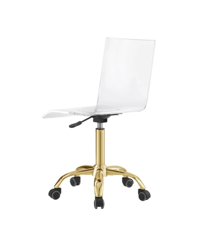 Inspired Home Casandra Clear Acrylic Chair With Metal Base And Casters In Gold