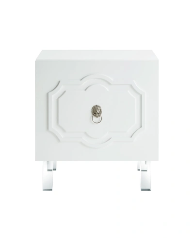 Inspired Home Sahara Lacquer Lucite Leg Nightstand In White