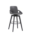 Armen Living Baylor Swivel Wood Bar Or Counter Stool In Faux Leather
