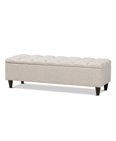 Furniture Brette Mid-century Modern Upholstered Storage Bench Ottoman In Beige