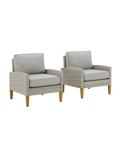 Crosley Capella Outdoor Wicker 2 Piece Chair Set In Gray