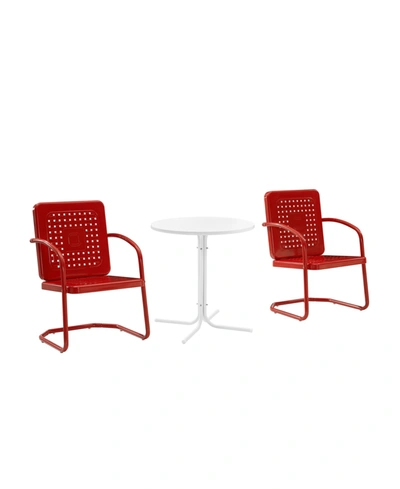 Crosley Bates 3 Piece Outdoor Bistro Set In Red