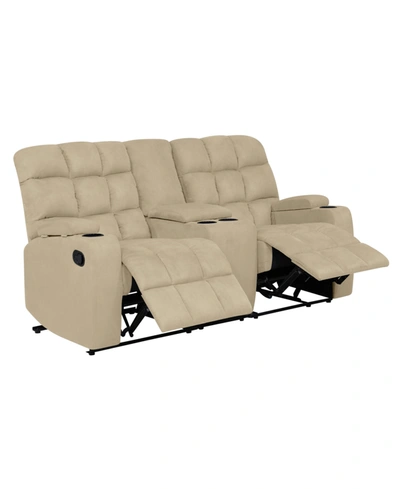 Handy Living Prolounger 2 Seat Tufted Recliner Loveseat With Power Storage Console