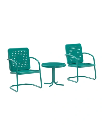 Crosley Bates 3 Piece Outdoor Chair Set In Open Blue