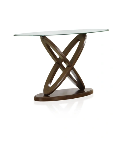 Furniture Of America Darbunic Glass Top Sofa Table In Dark Brown