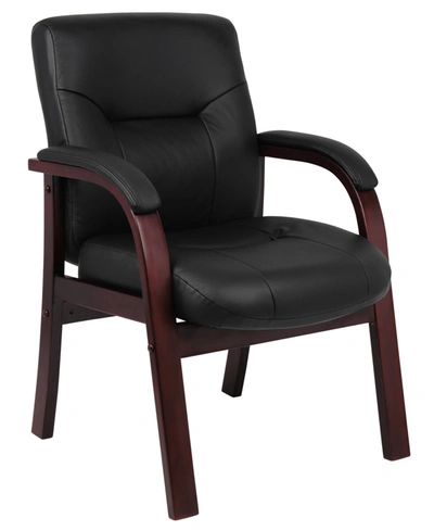 Boss Office Products Executive Italian Guest Chair In Black And Mahogany