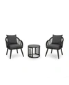 Noble House Chadbourne Outdoor Modern Boho Chat Set With Side Table