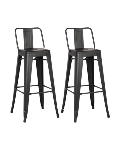 Ac Pacific Industrial Metal Barstools With Bucket Back And 4 Legs, Set Of 2