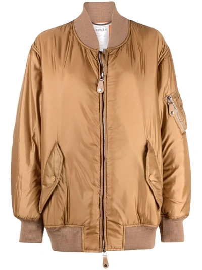 Stella Mccartney Padded Bomber Jacket In Brown