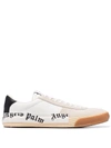 Palm Angels Men's Typographic Mix-leather Low-top Sneakers In White