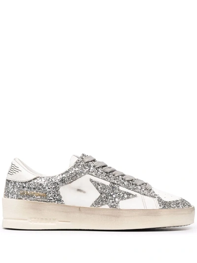 Golden Goose Stardan Leather And Glitter Trainers In Multi-colored