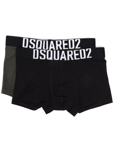Dsquared2 Teen Waist-logo Boxer Briefs Set In Black