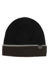 Bruno Magli Cashmere Colorblock Jersey Knit Beanie In 205brnblk