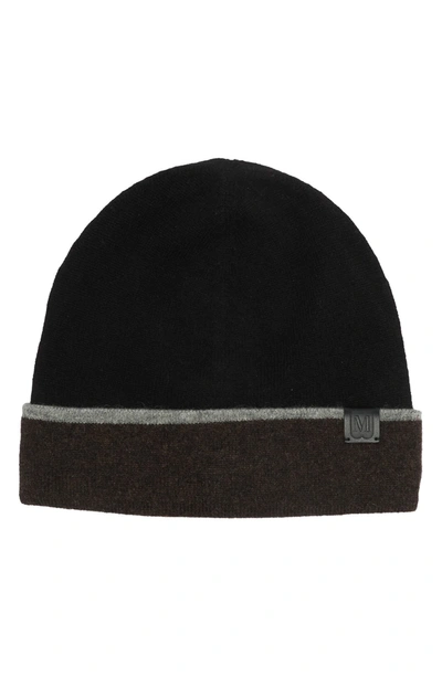 Bruno Magli Cashmere Colorblock Jersey Knit Beanie In 205brnblk