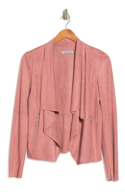 Bagatelle Draped Faux Suede Jacket In Mauve