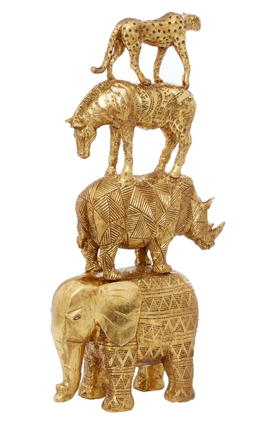 Willow Row Glam Polystone Stacked Animal Sculpture In Gold