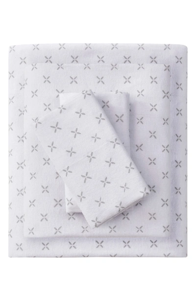 Beautyrest Oversized Flannel 4-piece Cotton Sheet Set In Grey Petals