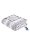 Beautyrest Zuri Heated Faux Fur Throw Blanket In Grey In Grey - 50x64