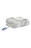 Beautyrest Zuri Heated Faux Fur Throw Blanket In Natural Marble