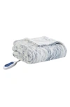 Beautyrest Zuri Heated Faux Fur Throw Blanket In Grey/ Blue