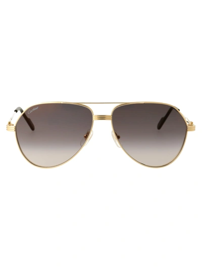Cartier Ct0303s Sunglasses In 001 Gold Gold Grey