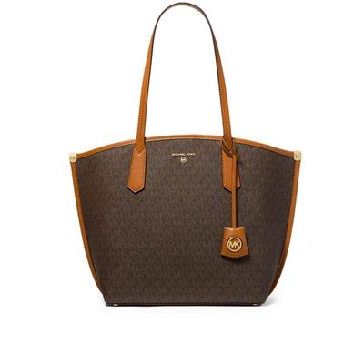 Michael Kors Jane Large Logo Tote Bag In Brown