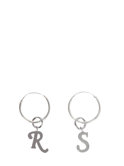 Raf Simons Earrings With Logo Pendants Unisex In Silver