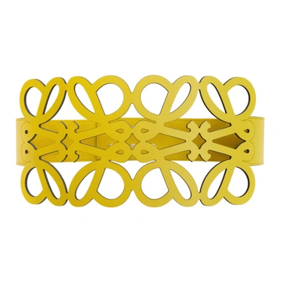 Loewe Anagram Laser Cut Leather Belt In Yellow