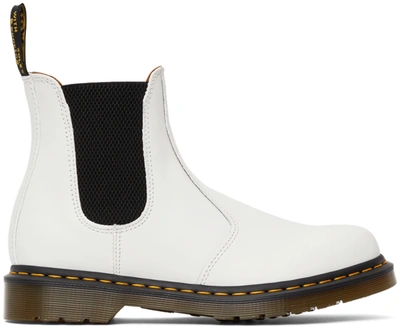 Dr. Martens' 2976 Yellow Stitch Smooth Leather Chelsea Boots In White