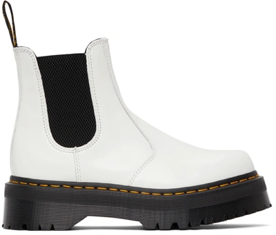 Dr. Martens 2976 Smooth Leather Platform Chelsea Boots In White Smooth