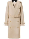 Burberry Double-breasted Collarless Trench Coat In Neutrals