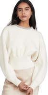 Alexander Wang Crystal Embellished Tubular Neckline Knit Sweater In White