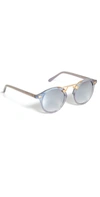 Krewe St. Louis Transparent Round Mirrored Sunglasses, Clear