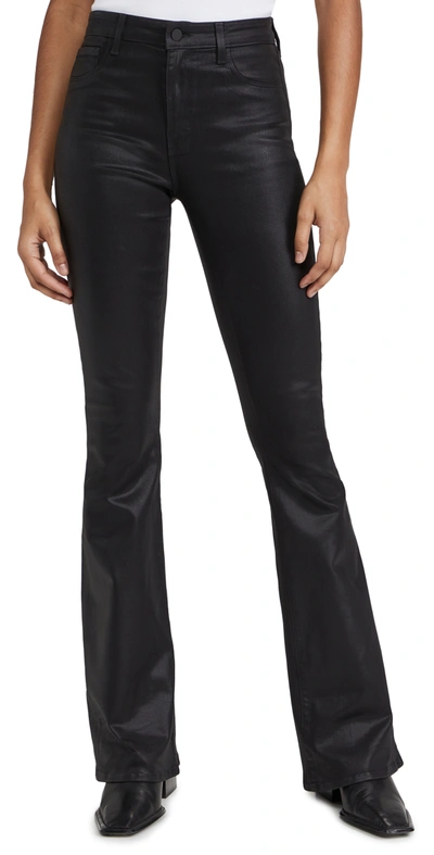 L Agence Marty Ultra High-rise Coated Flare Jeans In Black