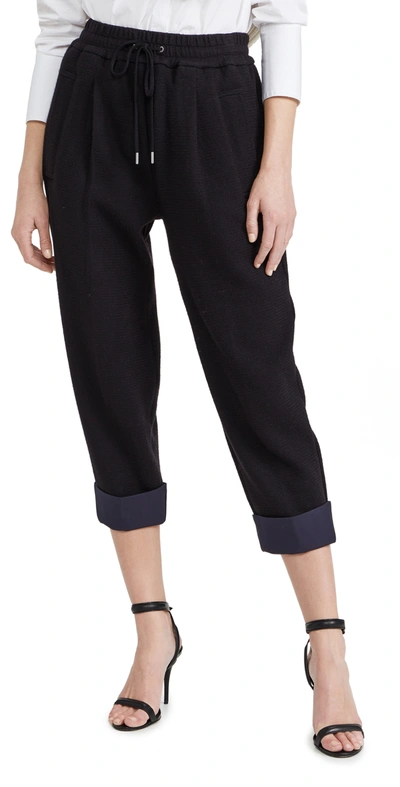 3.1 Phillip Lim / フィリップ リム Utility Wool Blend Tie Waist Cropped Trousers In Navy