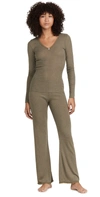Polkadot England Rib Knit V Neck + Pants Pj Set