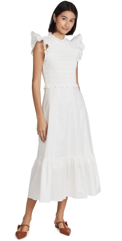 Sea Heidi Flutter-sleeve Tiered Dress In White