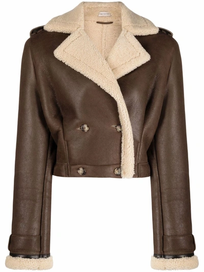 The Mannei Petra Shearling Cropped Jacket In Neutrals
