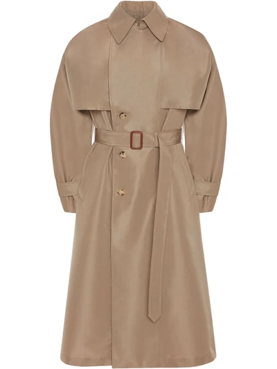 Alexander Mcqueen Mens Taupe Buckled Storm-flap Shell Trench Coat 40 In Neutrals