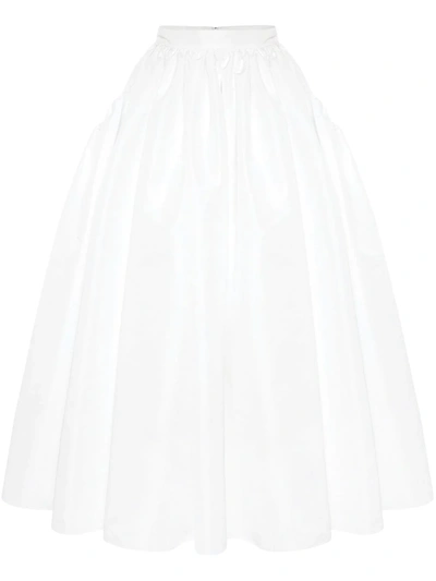 Alexander Mcqueen Pleated Cotton Circle Skirt In Optical White