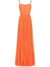 Dolce & Gabbana Women's Collection W Ruched & Pleated Chiffon Gown In Orange