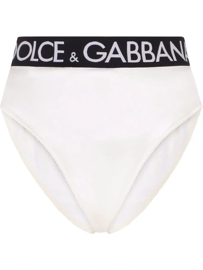 Dolce & Gabbana High-waisted Logo-waistband Briefs In White