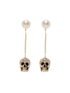 Alexander Mcqueen Golden Skull Pave Earrings In Gold