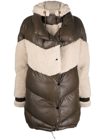 Urbancode Panelled Padded Coat In Green
