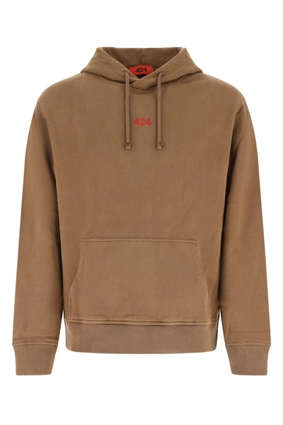424 Cotton Hoodie W/ Embroidered Logo In Beige