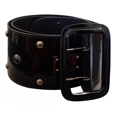 Pre-owned Roccobarocco Patent Leather Belt In Black