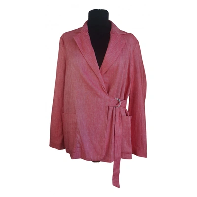 Pre-owned Stefanel Linen Blazer In Pink